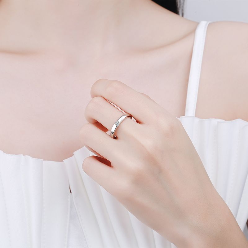 Unisex S925 Sterling Silver Princess Cut Eternity Band | 30-Point Moissanite Geometric Stacking Ring