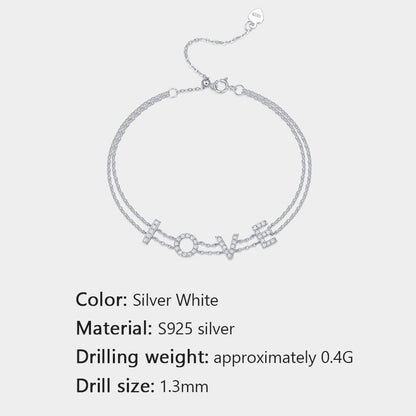 Unisex Sterling Silver Bracelet with Moissanite and Engraved Letters