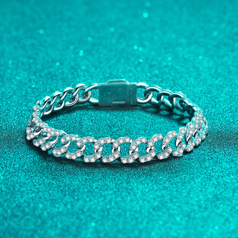 Unisex Water Light Bow Bracelet with 4.2-5.48ct Moissanite Options, 5-Layer Rhodium Plated Sterling Silver