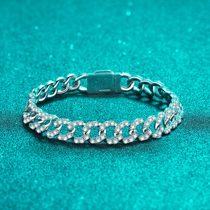 Unisex Water Light Bow Bracelet with 4.2-5.48ct Moissanite Options, 5-Layer Rhodium Plated Sterling Silver