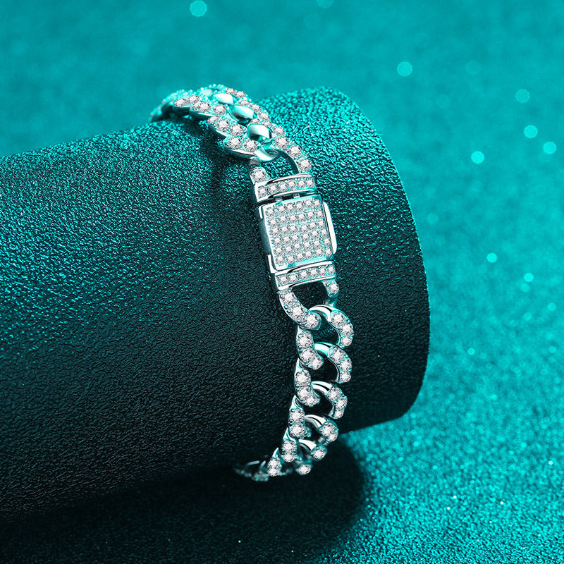 Unisex Water Light Bow Bracelet with 4.2-5.48ct Moissanite Options, 5-Layer Rhodium Plated Sterling Silver