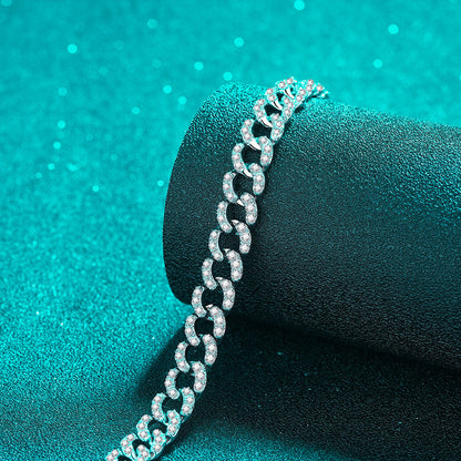 Unisex Water Light Bow Bracelet with 4.2-5.48ct Moissanite Options, 5-Layer Rhodium Plated Sterling Silver