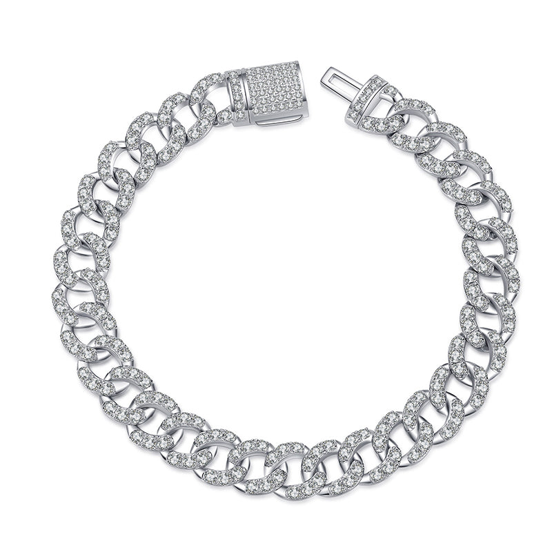 Unisex Water Light Bow Bracelet with 4.2-5.48ct Moissanite Options, 5-Layer Rhodium Plated Sterling Silver