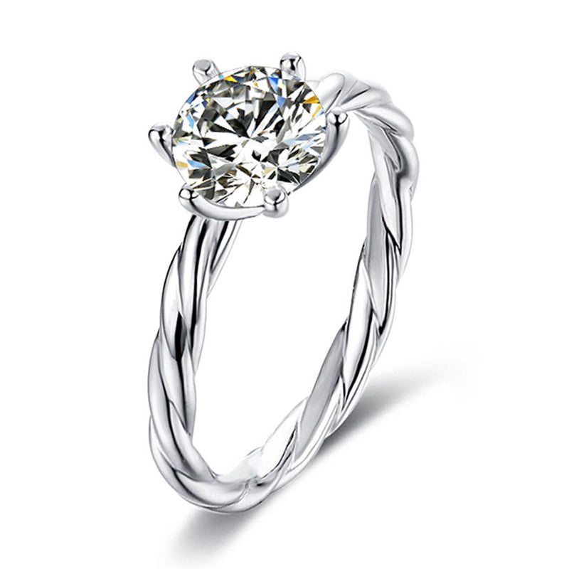 Vine-Inspired Six-Prong Moissanite Ring - 925 Sterling Silver Nature-Themed Engagement Jewelry