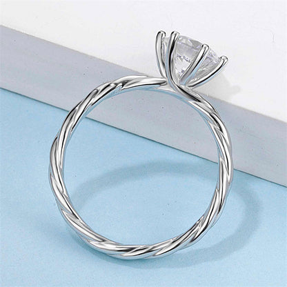 Vine-Inspired Six-Prong Moissanite Ring - 925 Sterling Silver Nature-Themed Engagement Jewelry