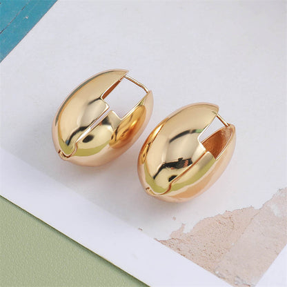 Vintage-inspired Geometric Oval Drop Earrings in Genuine Gold Plating