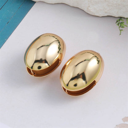 Vintage-inspired Geometric Oval Drop Earrings in Genuine Gold Plating