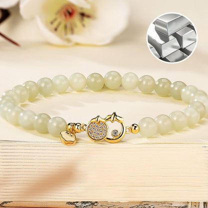 Vintage Persimmon Bracelet 925 Silver Jade Lucky Charm