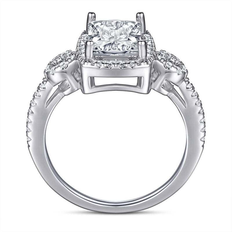 Vintage Square Zircon Cluster Ring - 925 Sterling Silver Art Deco Inspired Statement Jewelry