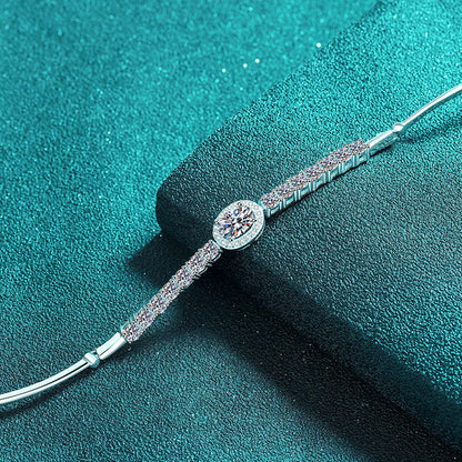 Viral Style Moissanite Bracelet: 2.4ct Moissanite & Blue Moissanite, 925 Silver with Nature Designs