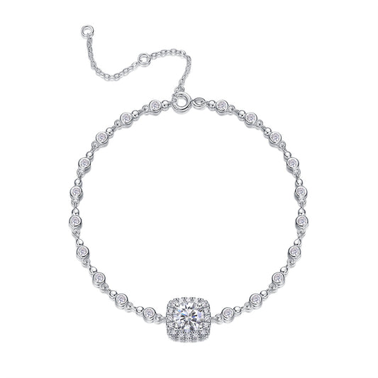 Vivid Women's Sterling Silver Bracelet with Moissanite Accents