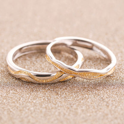 Wave Design 925 Sterling Silver Couple Rings - Korean Style Matching Promise Bands