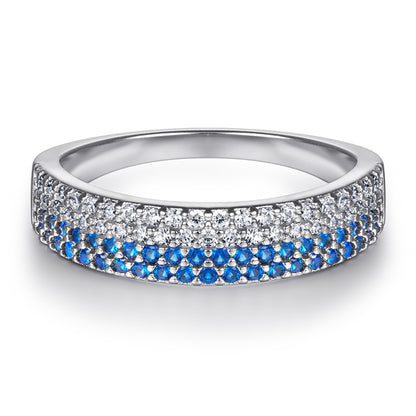 White & Blue Zircon Stackable Ring – Trendy 925 Sterling Silver Geometric Ring for Women