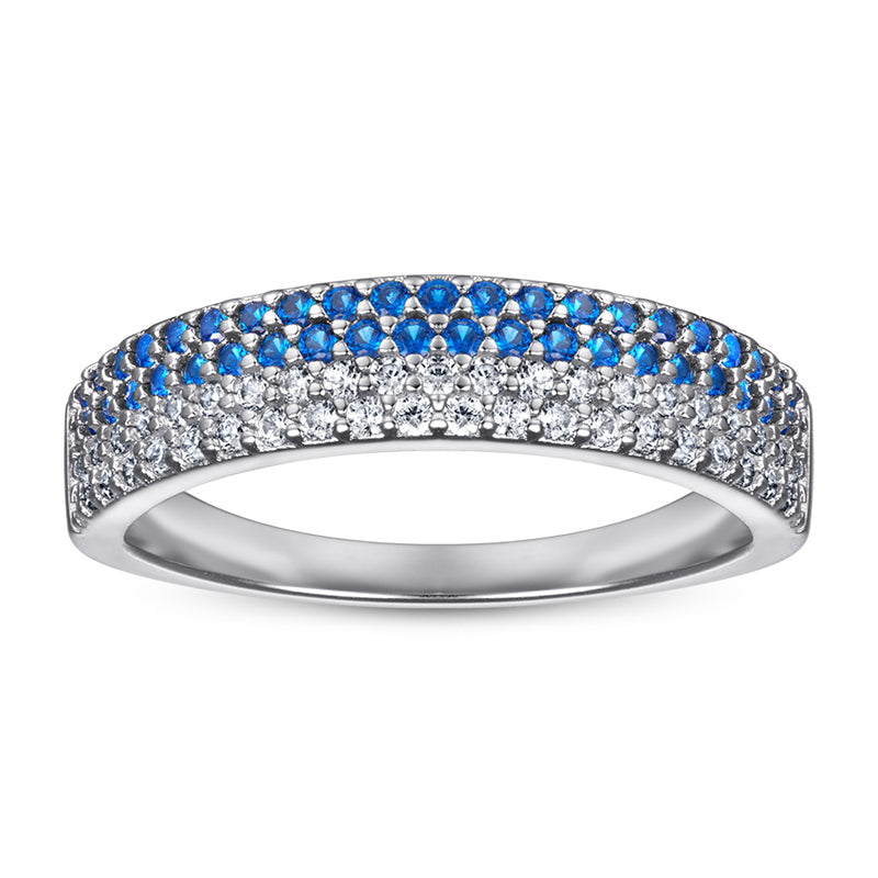 White & Blue Zircon Stackable Ring – Trendy 925 Sterling Silver Geometric Ring for Women