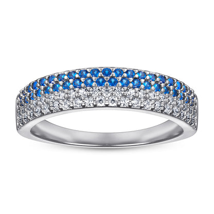White & Blue Zircon Stackable Ring – Trendy 925 Sterling Silver Geometric Ring for Women