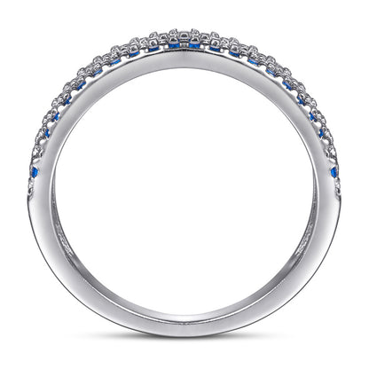 White & Blue Zircon Stackable Ring – Trendy 925 Sterling Silver Geometric Ring for Women