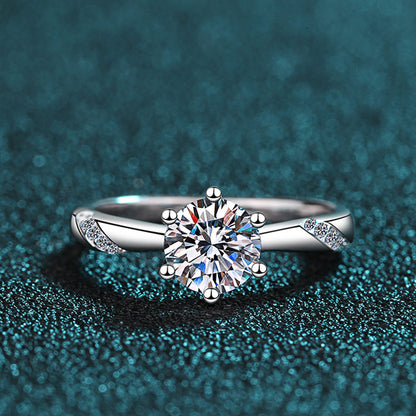 Wholesale 6-Prong Adjustable 925 Sterling Silver Ring | 0.5-2ct Moissanite & Zircon