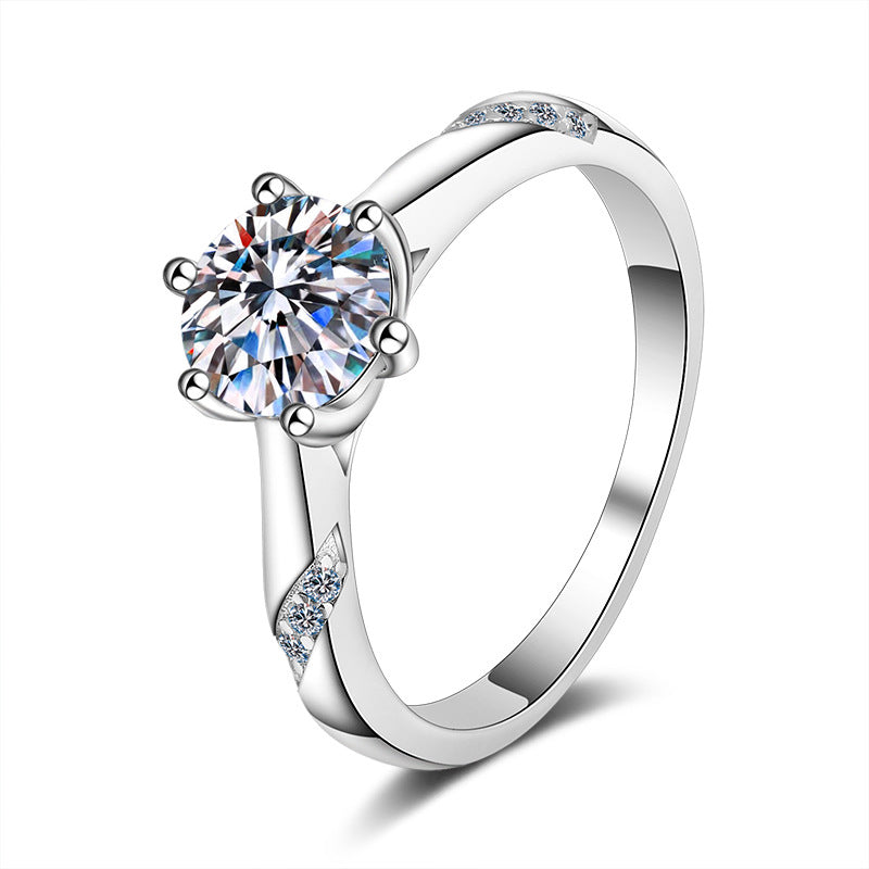 Wholesale 6-Prong Adjustable 925 Sterling Silver Ring | 0.5-2ct Moissanite & Zircon