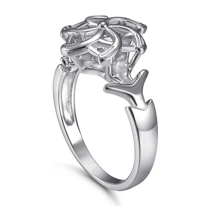 Windmill Design Zircon Ring - 925 Sterling Silver Floral Fashion Jewelry for Women