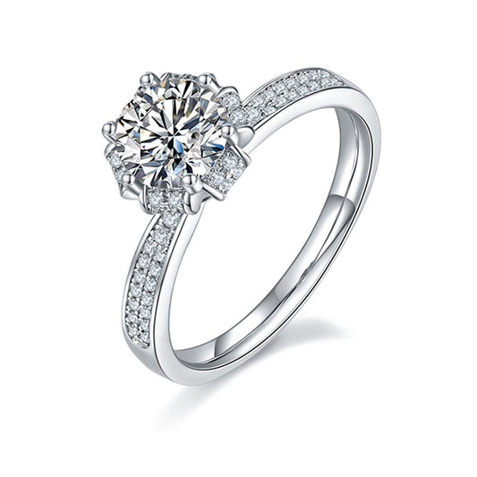 Wishing Fountain Inspired 1ct D Color Moissanite Ring - 925 Sterling Silver Floral Engagement Jewelry