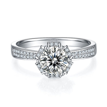 Wishing Fountain Inspired 1ct D Color Moissanite Ring - 925 Sterling Silver Floral Engagement Jewelry