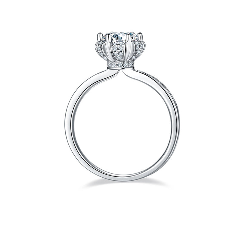 Wishing Fountain Inspired 1ct D Color Moissanite Ring - 925 Sterling Silver Floral Engagement Jewelry