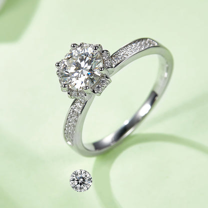 Wishing Fountain Inspired 1ct D Color Moissanite Ring - 925 Sterling Silver Floral Engagement Jewelry