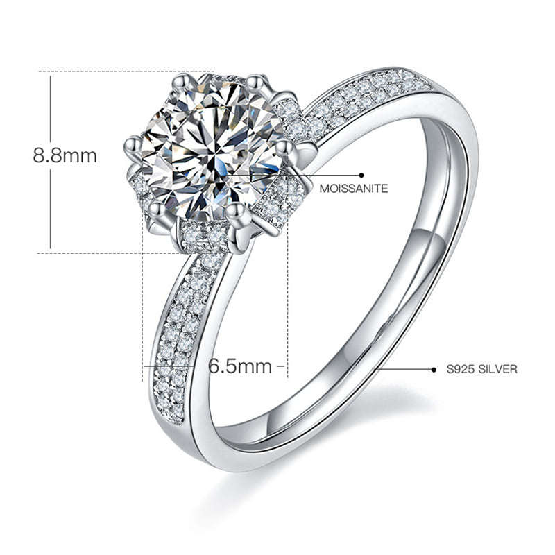 Wishing Fountain Inspired 1ct D Color Moissanite Ring - 925 Sterling Silver Floral Engagement Jewelry