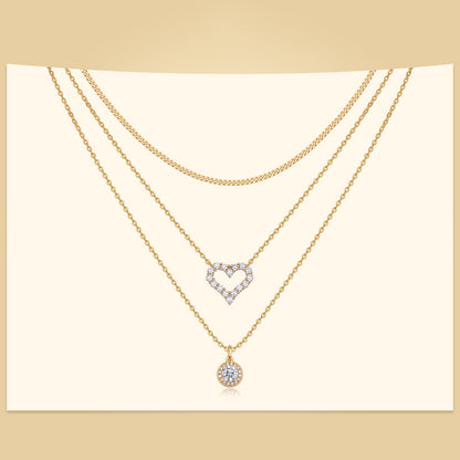 Women's Heart-Shaped Sterling Silver Necklace with Moissanite