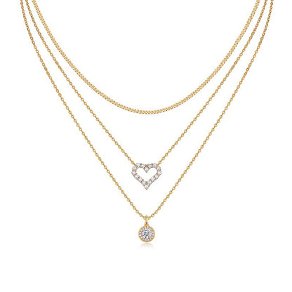 Women's Heart-Shaped Sterling Silver Necklace with Moissanite