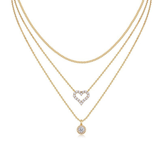 Women's Heart-Shaped Sterling Silver Necklace with Moissanite