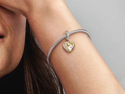 Shooting Star Hearts Double Dangle Charm