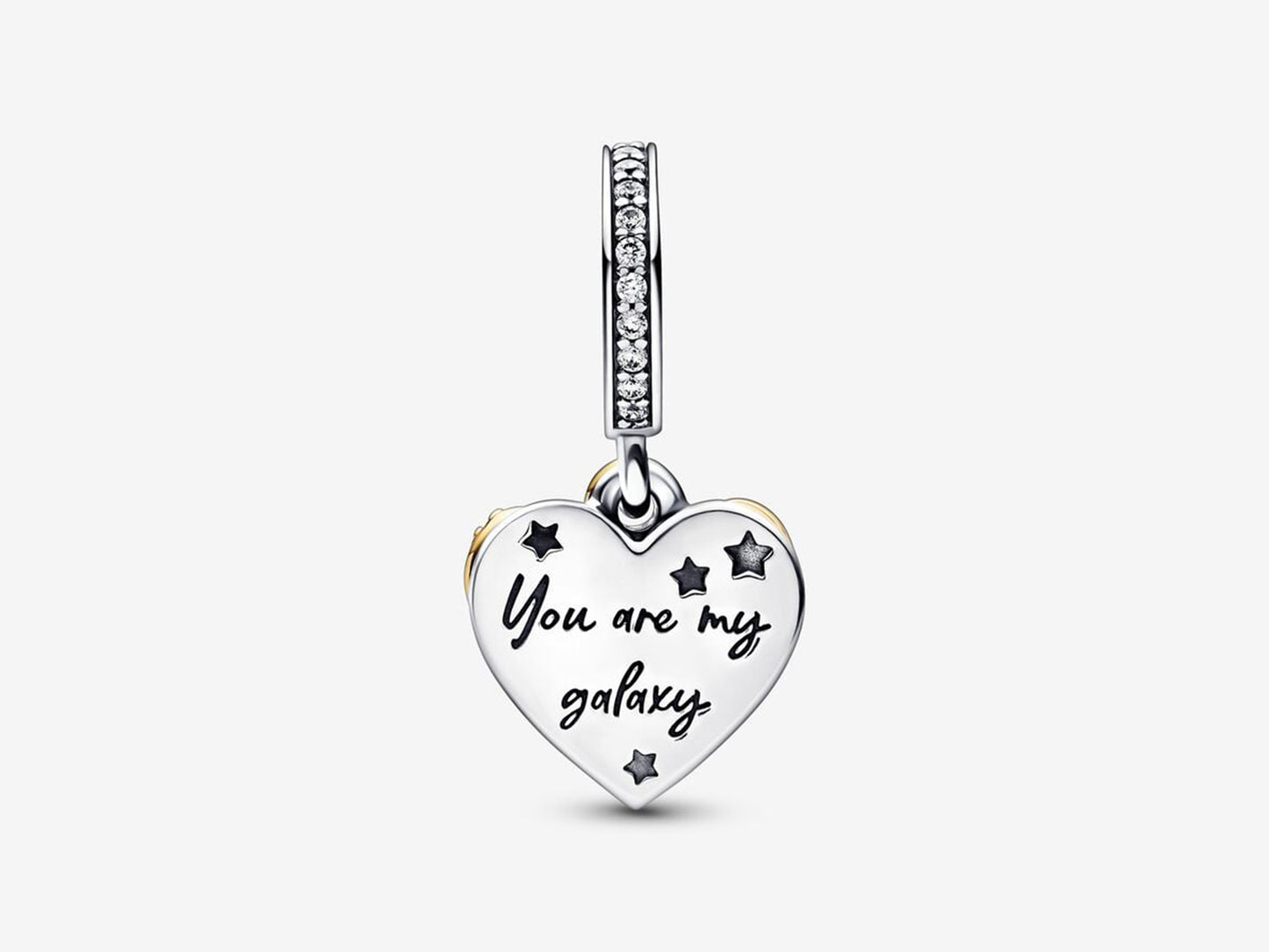 Shooting Star Hearts Double Dangle Charm