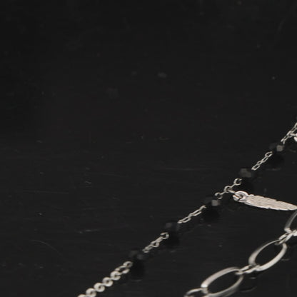 Cross Chain Necklace with O-Chain and Feather Tassel