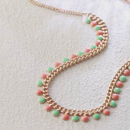 Rose gold cross chain with water drop beads