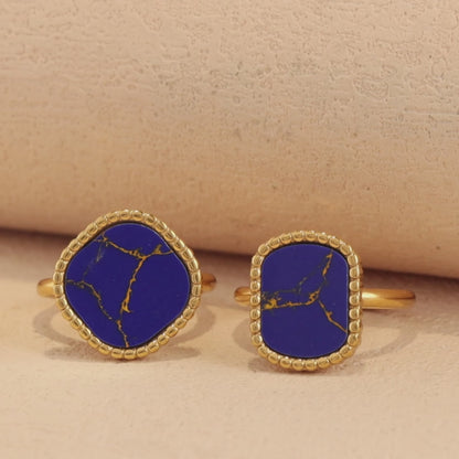 Square Blue Mother of Pearl Ring