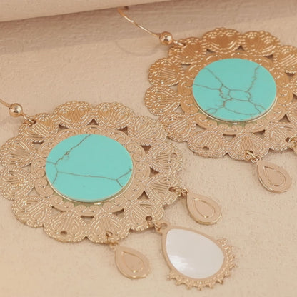 Vintage Style Gold Flower Copper Earrings