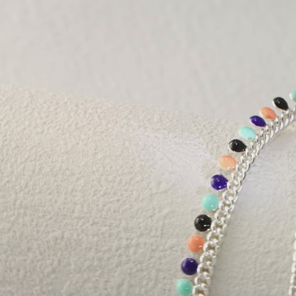 Silver Tone Geometric Round Pendant Chopin Necklace