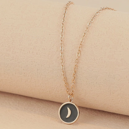 Copper 'O' Chain Necklace with Moon Pendant