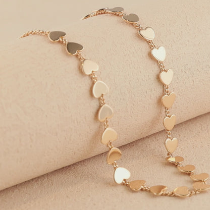 Romantic Gold Copper Choker with Heart Pendant