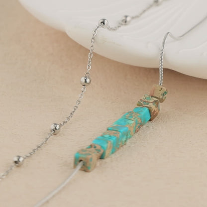 Serpent Bone Layered Necklace With Natural Stone Beads