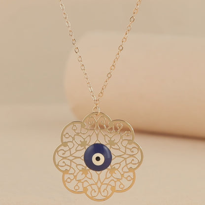 Rose Gold Flower Pendant Necklace with O-Chain