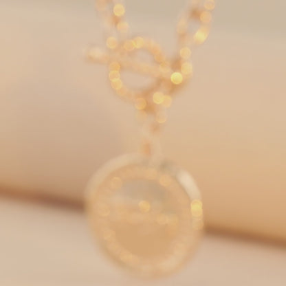 Stylish Rose Gold O-Chain Necklace with Geometric Round Pendant