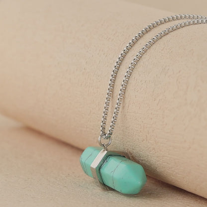 Sleek Silver Box Chain Necklace with Cone Pendant
