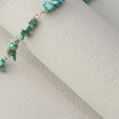 Blue Natural Stone Beads Copper O-Chain Necklace