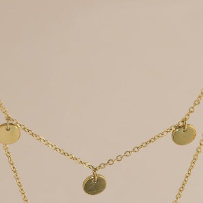Romantic Gold Layered O-Chain Necklace with  Heart and Tassel Pendant