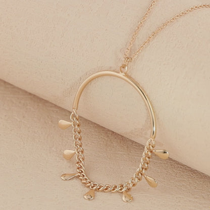 Chopin Chain Rose Gold Geometric Pendant Necklace