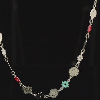 Stylish Chopin Necklace with Flower and Star Charms