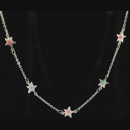 Charming silver cross chain with Star shaped