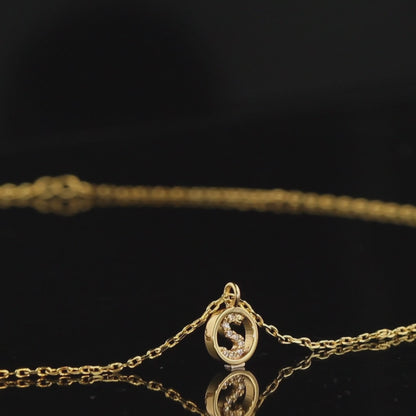 Golden Copper Cross Chain Necklace with Circular Pendant
